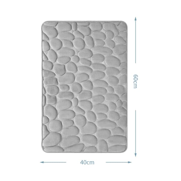 Grey, 40 x 60 cm, Non-Slip Memory Foam Bathroom Mat, Absorbent Machine Washable Bath Mat, Shower Mat f