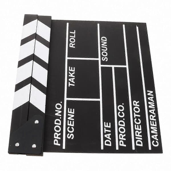 Sort træfilmklapper til filmklipningsscene