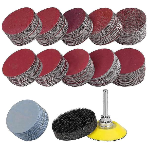 200 st Slippappersset, 50mm Kardborrepapper Med Skumpolerrondell, Korn Slippapper Fo