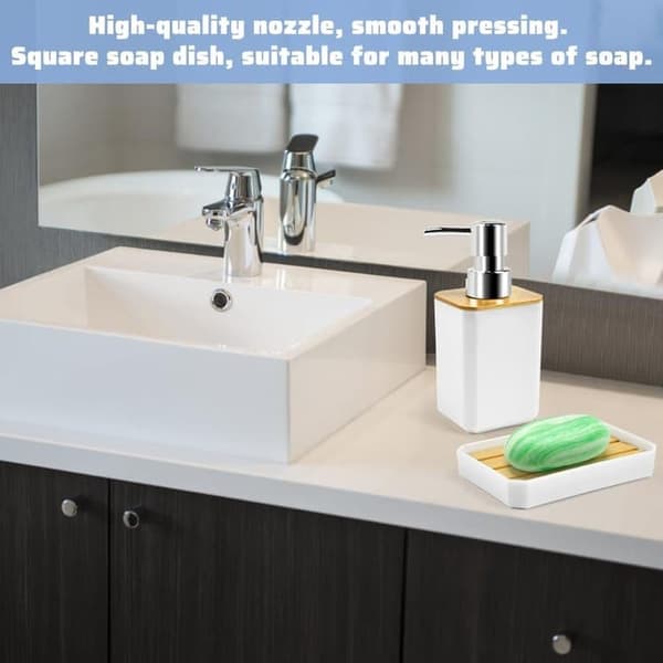 5-piece Bathroom Accessory Set - Toothbrush Holder, Toothbrush Cup, Soap Dispenser, Soap Dish and Tray