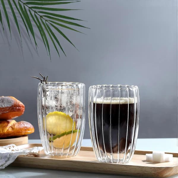 Dobbeltvæggede glaskrus kaffekopper, 450 ml espressokrus cappuccino latte glastekopper varmebestandige glaskopper til kaffe