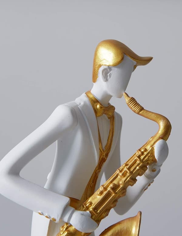 Kunstnerfigur Skulptur Musikalsk Statue Dekor Harpiks Piano Gave 26cm, saksofon