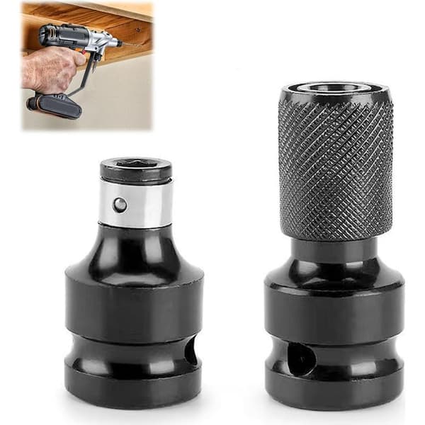Sæt med 2 slagskruetrækkerbits, topnøgleadapter, 1/2 \" til 1/4 \" adapter, topnøglebits, stålbits til skraldenøgle og skruetrækker