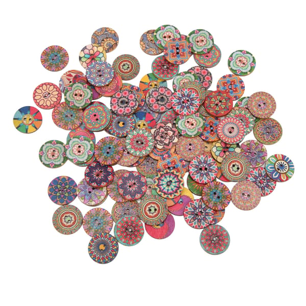 100 stk Træknapper Europæisk Stil Retro Blomstermønster Holdbare 25mm DIY Tilbehør til Syning og Håndværk