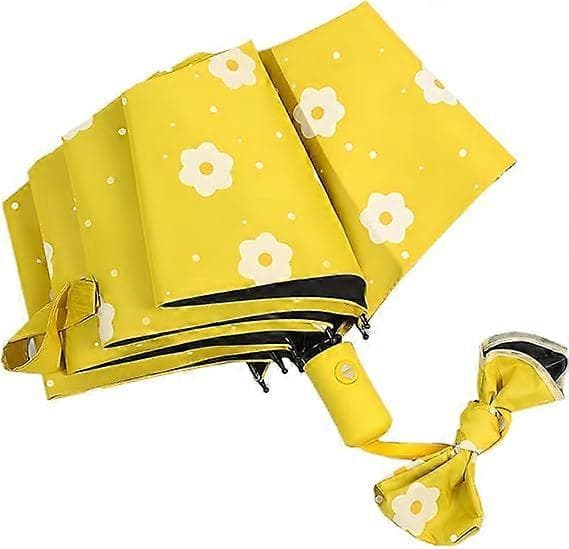 Mini Umbrella, Fully Automatic Compact Umbrella, Small Umbrella with Watercolor Pattern, UV Protection Travel Umbrella