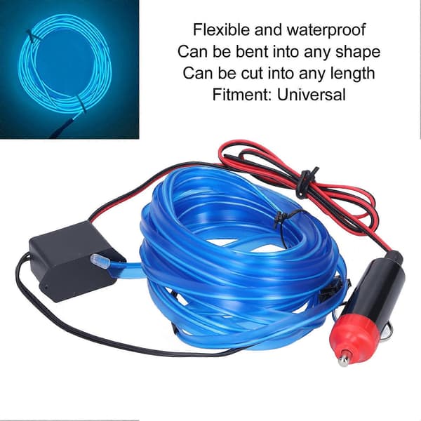 5m/16,4ft Auto LED-stripe Sigarettennerkontakt Lyssterk Atmosfærisk Bilinteriørbelysning DC 12V Blå
