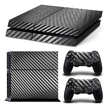 Konsol Kulfiber Skin Sticker Wrap Controller Støvtæt Vinyl Beskyttende Mærkat Etui Skal til PS4 (Sort)