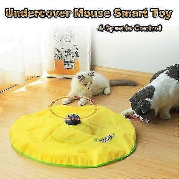 4 Speed Smart Cat Toys Electric Motion Undercover Mouse Fabric Moving Feather Interactive Toy For Kitten Automatic Pet Toy
