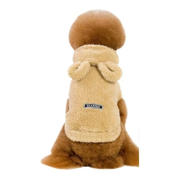 Skjorte, badekåbe med hætte til hunde og katte, fleece, varm og fluffy M Beige