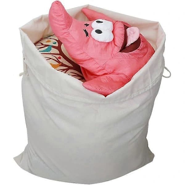 Extra stora tvättsäckar i naturmaterial bomull - 2-pack 91x61 cm hopfällbar tvättkorg