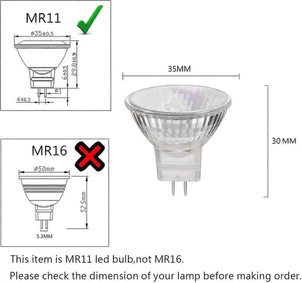 MR11 12V 35W Halogenlampor GU4 Bas 2800K Varmvit, Dimbar, 8-pack