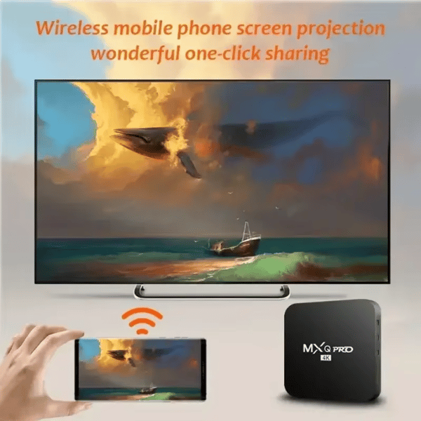 MXQ Pro 5G 4K Android TV 14.0 Box, RAM 1GB ROM 8GB Android Smart Box Dual 2.4G/5G Band WiFi Quad Core Home Media Player