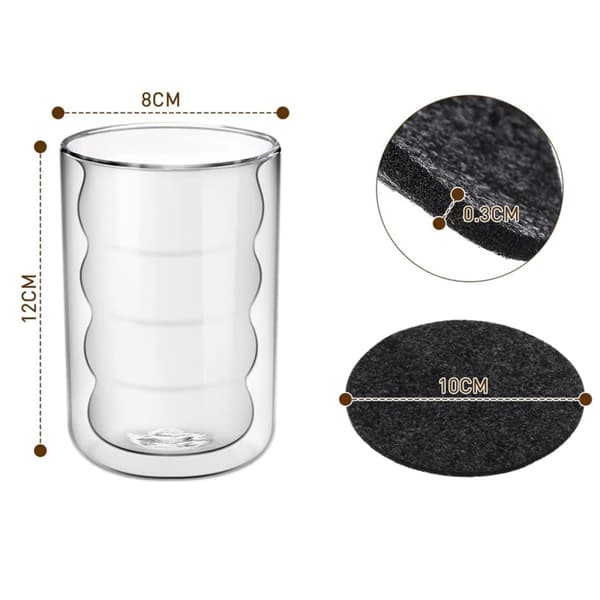 Latte Macchiato-glass, dobbeltvegget 350 ml, kaffeglass, termoglass