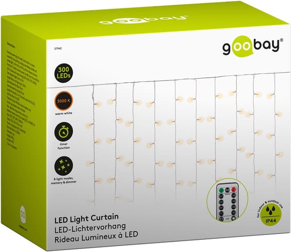 300 LED-lysgardiner Transparent 590
