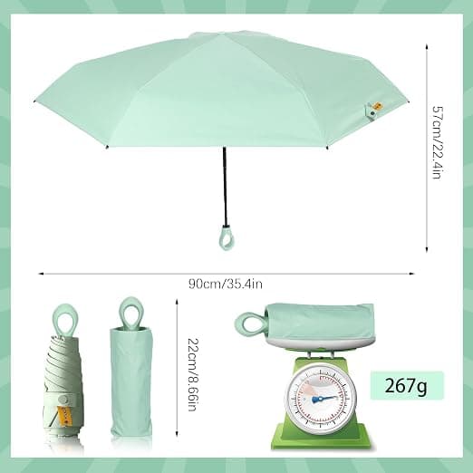 2 stk Mini Sol Reise Paraply for solbeskyttelse UPF 50 UV Ringhåndtak Blokkerer Stormsikker Sammenleggbar Reise Paraply