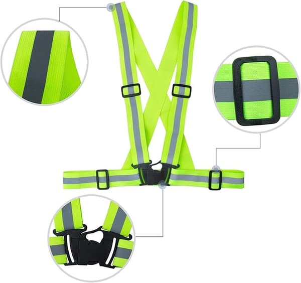 Sikkerhetsvest + reflekterende armbånd, justerbar reflekterende