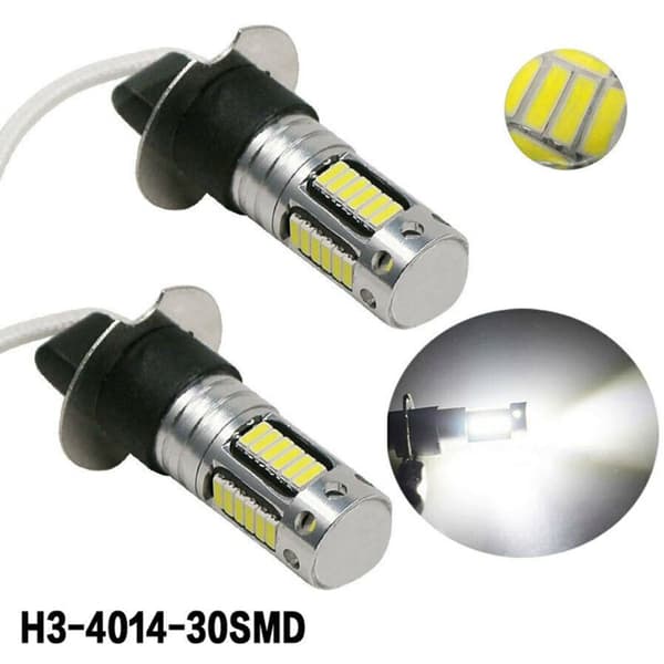 4 stk H3-serie superlyse LED-tåkelyspærer DRL-sett 6000K hvit