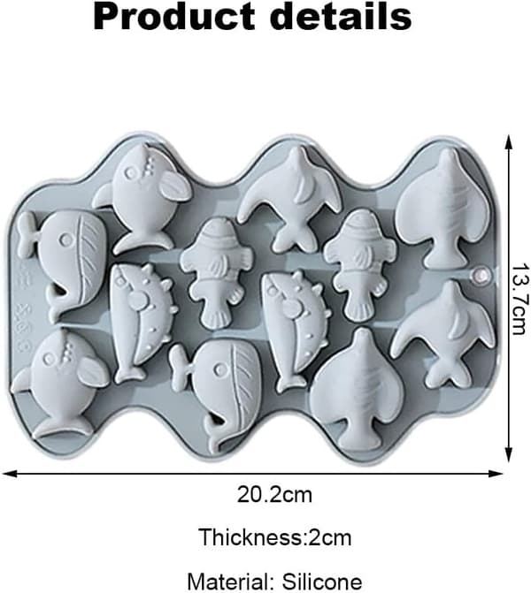 Chokoladeform, Havfisk Silikone Chokoladeforme, Silikone Chokoladeform, Silikoneforme (Blå, 20,2 x 13,7 x 2 cm) Hvaler Whales