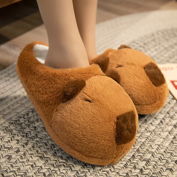 Tegneserie Capybara Varme Hjemmesko Bløde Skridsikre Hjemmesko e Plus