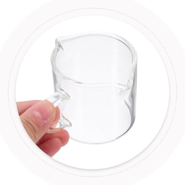 Fortykket Glas Mini Mælkeskummerkande med Dobbelt Tud til Kaffe og Te