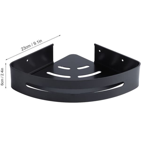 Double-layer wall-mounted aluminum storage shelf, corner shelf for home, bathroom, black.