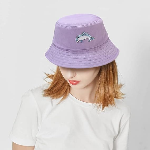 Dame Bucket Hat, velegnet til solbeskyttelse, 56-58 cm (22,0 \"-22,8 \") Blå Blue