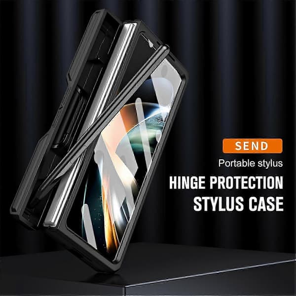 Compatible with Samsung Galaxy Z Fold 6 Case with Front Screen Protector, Strong and Sturdy Shockproof Case with Stand and S Pen Holder[LD] Silver Silver