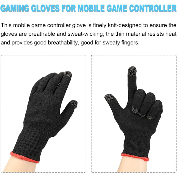 Spilhandsker Finger Gaminghandske Åndbar Anti-sved Touch Mobil Controller Sort til Gaming Sort