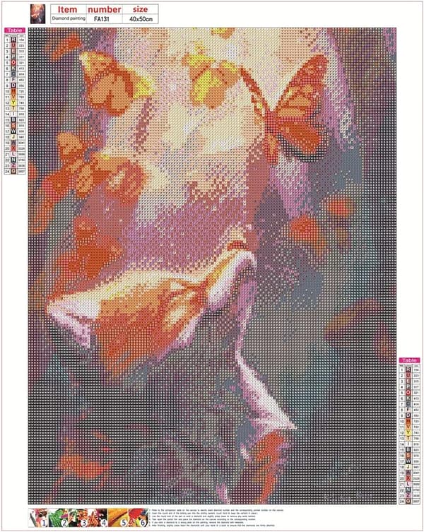 Fangshi DIY 5D Diamantmaleri Kit Ræv og Sommerfugl 30*40cm