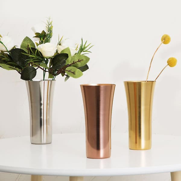 Dekorativt vandglas i rustfrit stål, blomsterholder, vase, boligindretning, restaurantindretning Sølv Silver