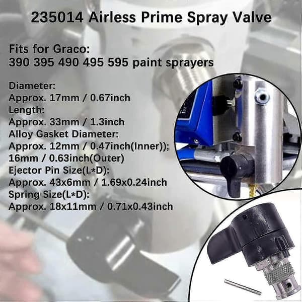 Replacement Drain Valve for Graco Airless Prime Spray (390, 395, 490, 495, 595)