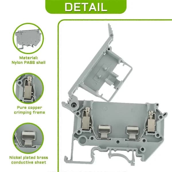 [PL】UK5- UK5RD Utan LED DIN-skena Säkringsplint Bas Kopplingsplint Skruvklämma (10-pack)