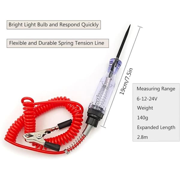 Car Fuse Tester - 6-24V DC Automotive Circuit Tester with Indicator Light, Digital LED Circuit Tester with Pointed Probe, Two-Way Electrical Test Pen