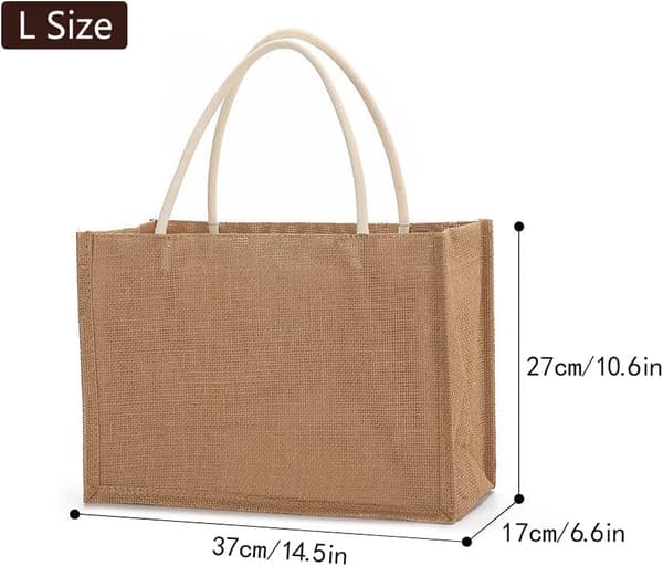 (14,5\" x 10,6\" x 6,6\") Juuttikassit kahvoilla, luonnonpellava