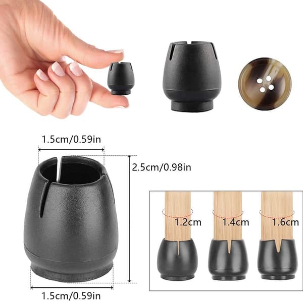 Stolebensbeskyttere, 32 dele, gummikapper med filt til 12-16 mm ben