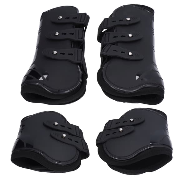 4 pcs Horse Leg Boots, Soft, Durable, with PU Shell, Black, For Front and Hind Legs