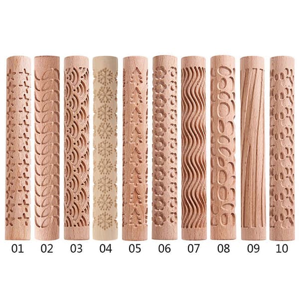Exquisite Crispy Theme Pattern 3D Embossed Rolling Pin with Cookie Dough, Biscuits, Best Gift Choice, Comfortable Rolling Pin-FY-