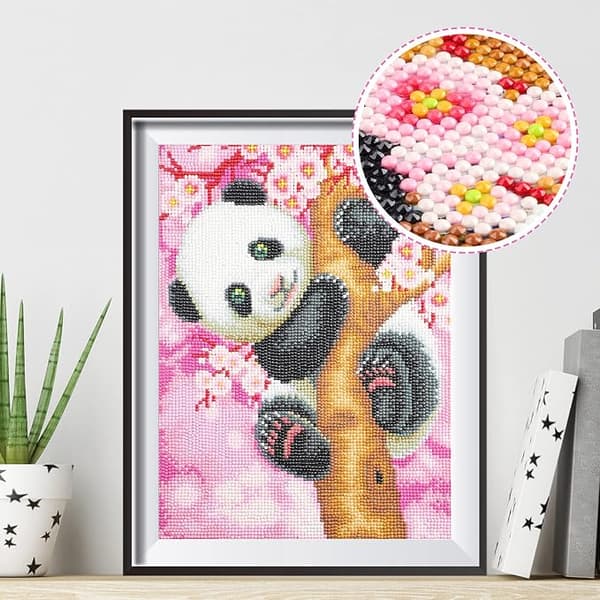 5D Diamantmalingssett Søt Panda Mønster 30x40cm, Diamantbroderi