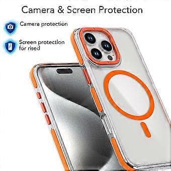 Compatible Case for iPhone 16 Pro Max, Anti-Drop, Two-Tone PC+TPU Transparent Phone Case Compatible with MagSafe (Yellow)