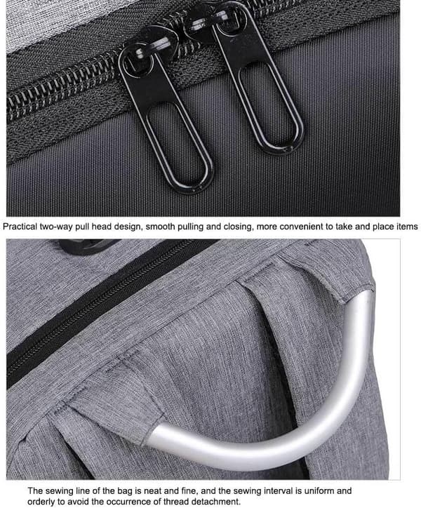 Waterproof Oxford Backpack with Combination Lock, Large Capacity, Adjustable Shoulder Straps, Light Grey