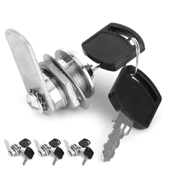 4 Pcs Cam Lock for Toolbox, Drawer, Cabinet, Replacement, Tubular with Keys for Trailer, Caravan, 15mm Diameter