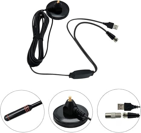 Bærbar antenne for innendørs og utendørs TV Dtmb Dvb-T2 med magnetisk base og 5 m kabel, USB
