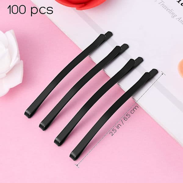 100 stk. brede hårnåle sorte metal bobby pins klassiske minimalistiske hårstylingklemmer til kvinder - -[PL]
