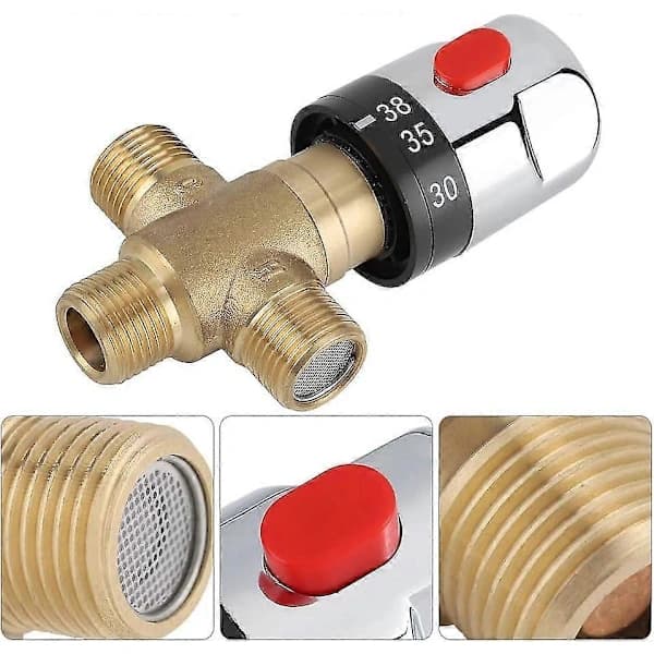 Hot and Cold Water Mixing Valve Solid Brass Thermostatic Mixing Faucet Fixed Temperature Faucet for Washbasin [CO]