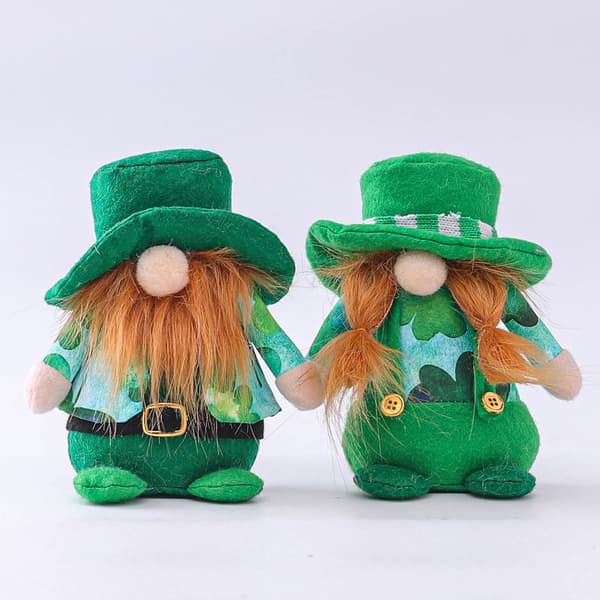 Pehmonukke Irlantilainen Pyhän Patrickin päivän lahja, apilahahmo Pyhän Patrickin päivän koriste Vihreä Leprechaun-tonttu Pehmonukke