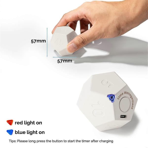 Timer Rotate Dodecagon - Genopladelig Timer Lyd Vibrer Lys Alarm Flip Timer 1 3 5 10 15 20 25