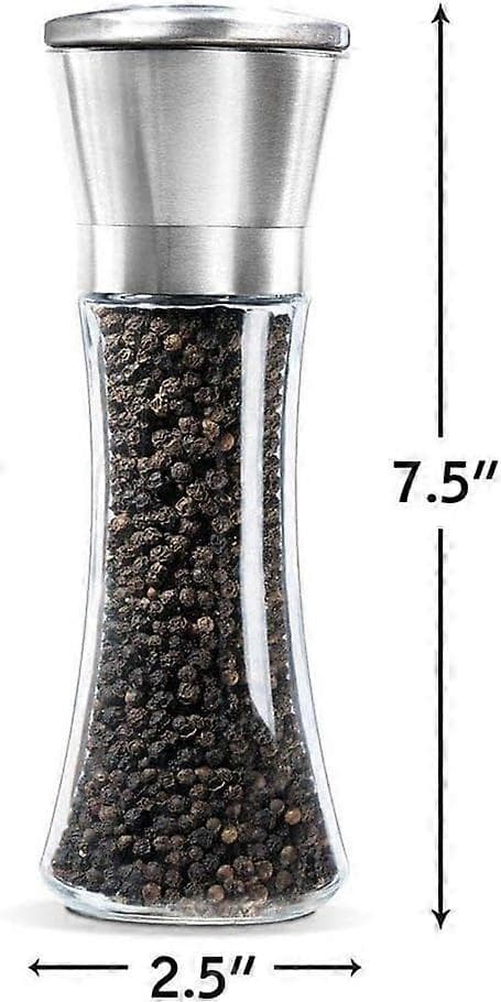 Salt- og peberkværnsæt, børstet rustfrit stål salt- og peberstrøer (2-pak)