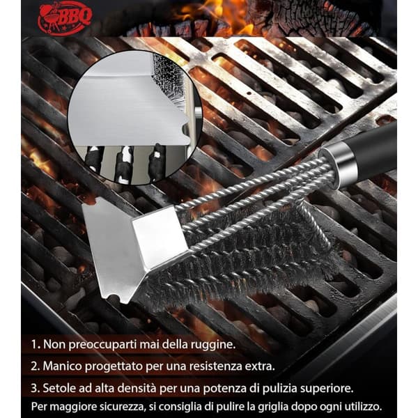 45 cm BBQ Grill Cleaning Brush with Scraper 2 pcs Long Handle Outdoor Kitchen Accessories