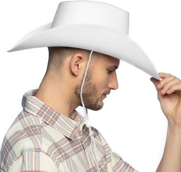 Cowboyhatt, Vit, Filthatt, Sheriff, Vilda Västern, förklädnad, kostym, karneval, temafest, Vit, One size