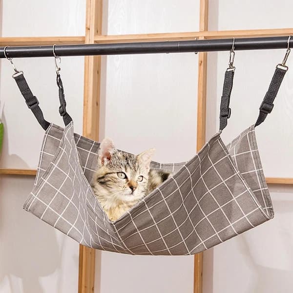 Pet Hammock - Cat Swing - Wall Mounted Hammock for Cats - Hanging Cat Basket - With Adjustable Straps - Washable - 57x47 cm